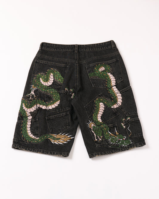 “Dragon” embroidery jorts PREORDER