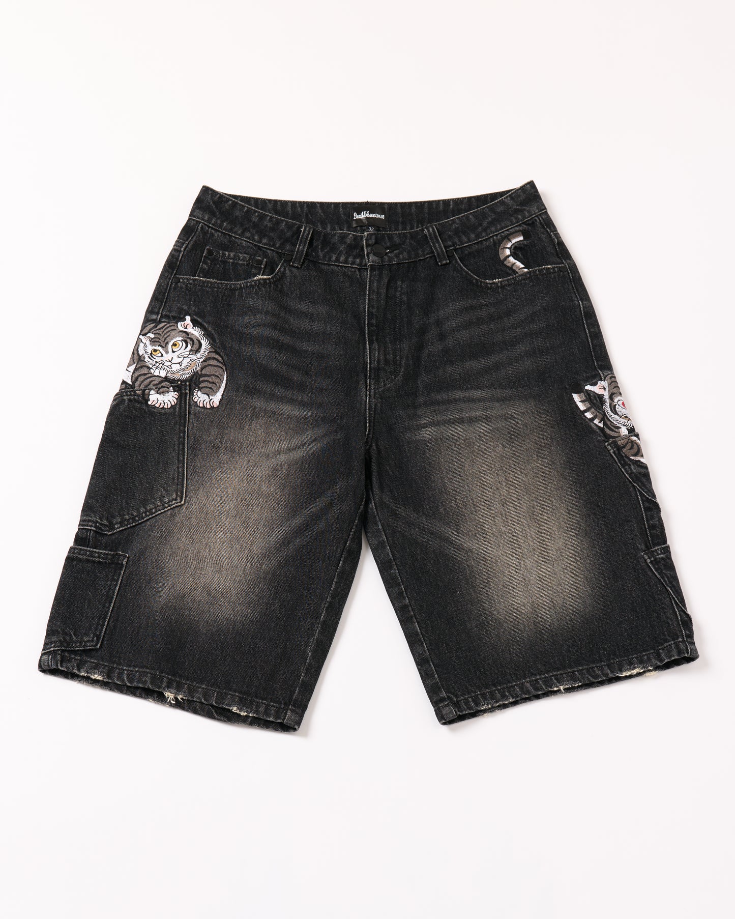 “Tora” grey embroidery jorts PREORDER