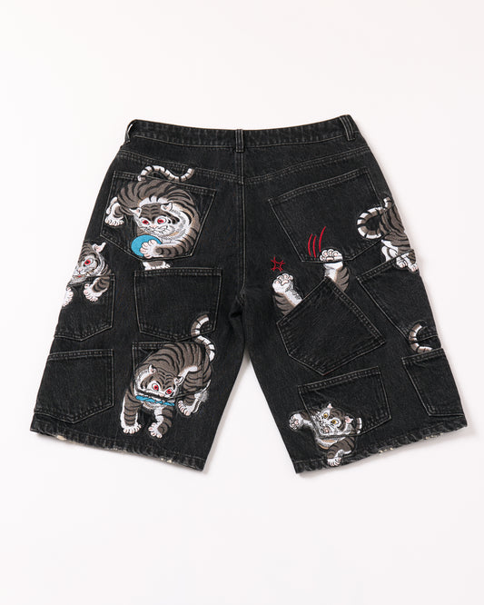“Tora” grey embroidery jorts PREORDER