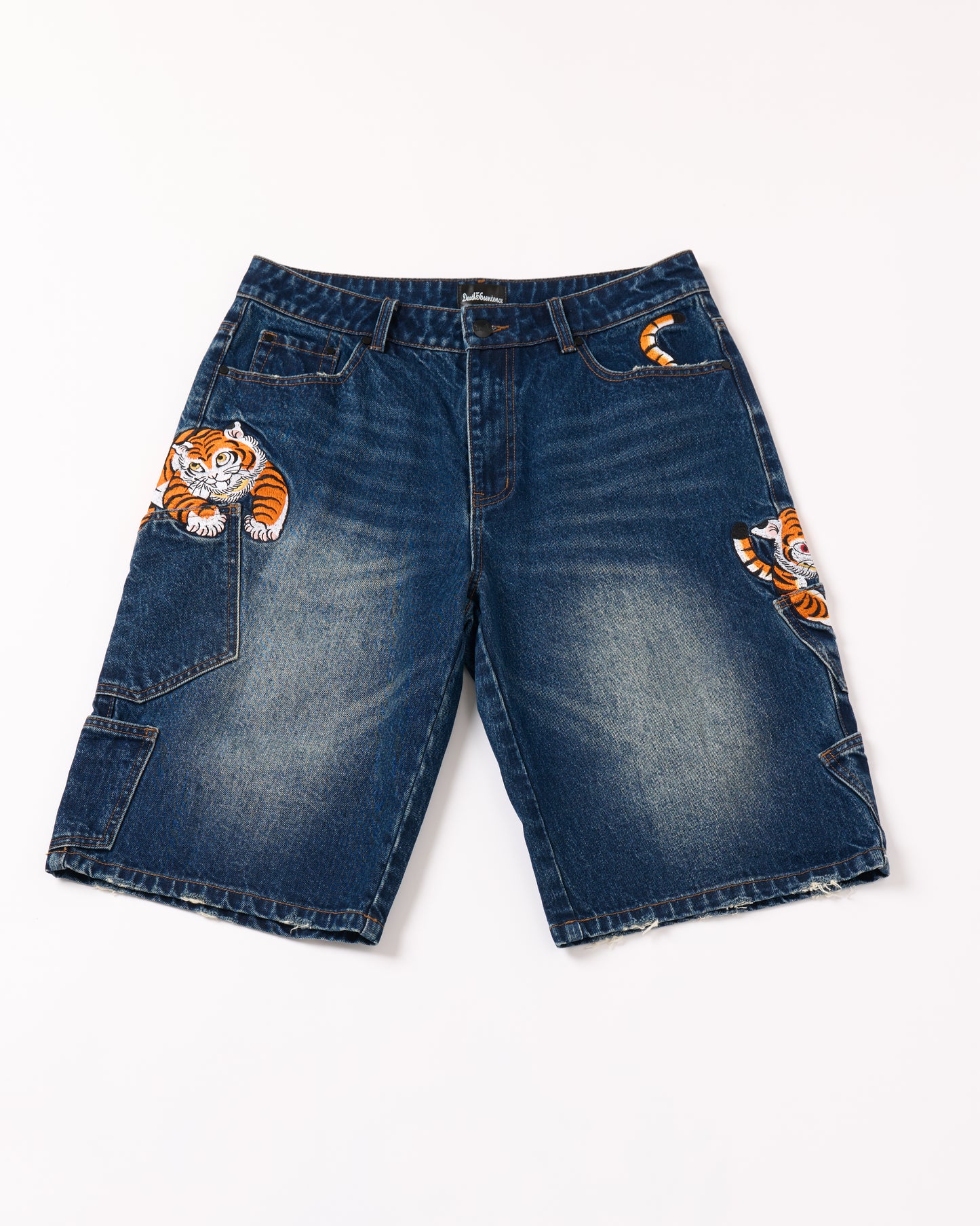 "Tora" blue embroidery jorts PREORDER