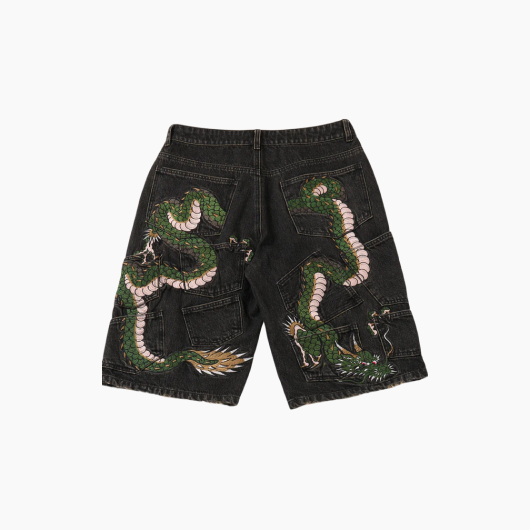 Dragon Embroidery Jorts