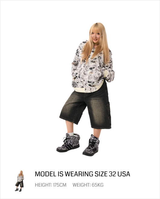 Dragon Embroidery Jorts