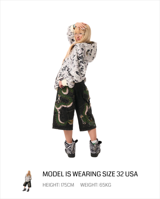 Dragon Embroidery Jorts
