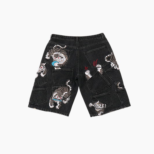 Tora Grey Embroidery Jorts